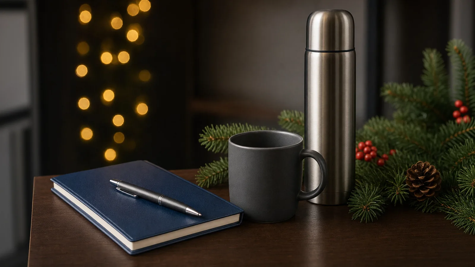 Cadeaux de Noël d’entreprise élégamment emballés, prêts à être offerts aux clients